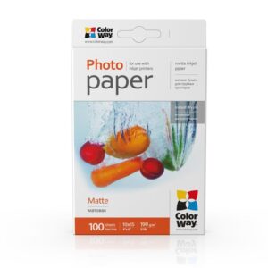 Фотопапiр ColorWay матовий 190г/м2 10x15см 100 арк. (PM1901004R)