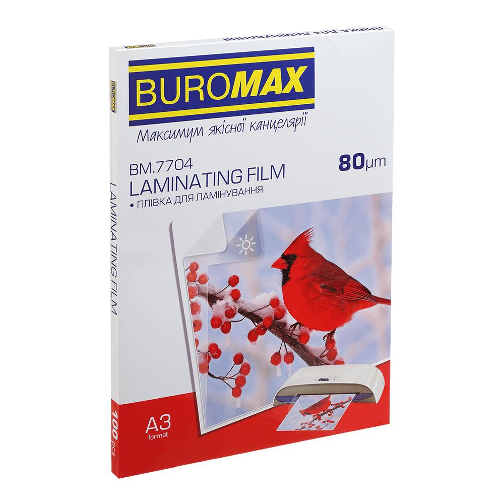Плівка для ламінування Buromax (BM.7704), глянцева, А3, 80мк, 100 шт