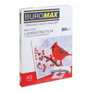 Плівка для ламінування Buromax (BM.7753) глянцева, А5, 80мк, 100 шт