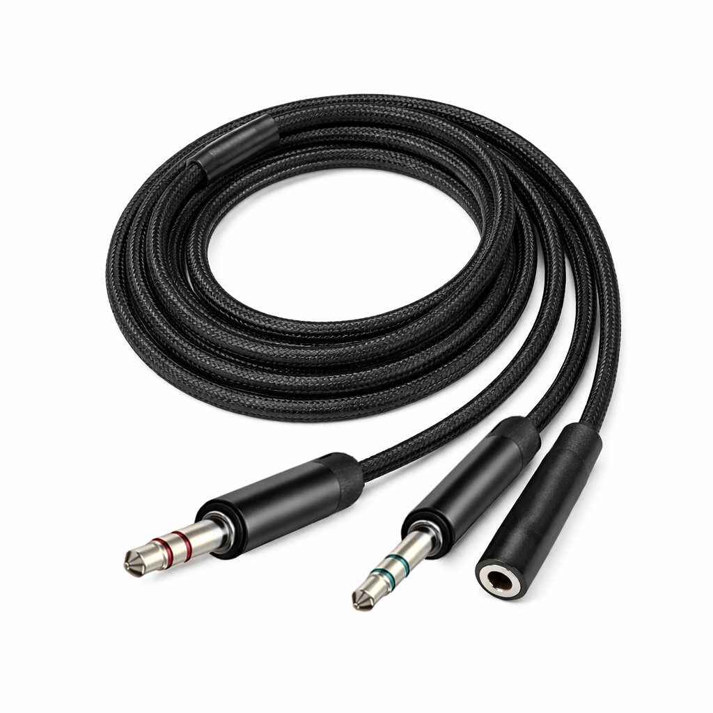 Адаптер ColorWay 3.5 мм - 2х3.5 мм (F/M), 1 м, Black (CW-AD-J2MJ)