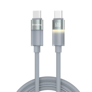 Кабель ColorWay USB Type-C - USB Type-C (M/M), warm light, 3А, 1 м, Grey (CW-CBPDCC092-GR)