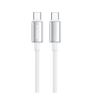Кабель ColorWay USB Type-C - USB Type-C (M/M), zinc alloy braided, 5А, 1 м, White (CW-CBPDCC098-WT)
