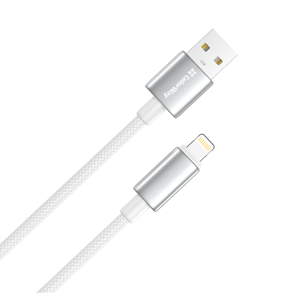 Кабель ColorWay USB - Lightning (M/M), zinc alloy braided, 3А, 1 м, White (CW-CBUL098-WT)