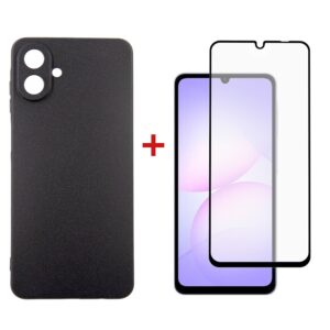 Чохол-накладка Dengos Carbon для Samsung Galaxy A07 Black (DG-KM-162) + захисне скло