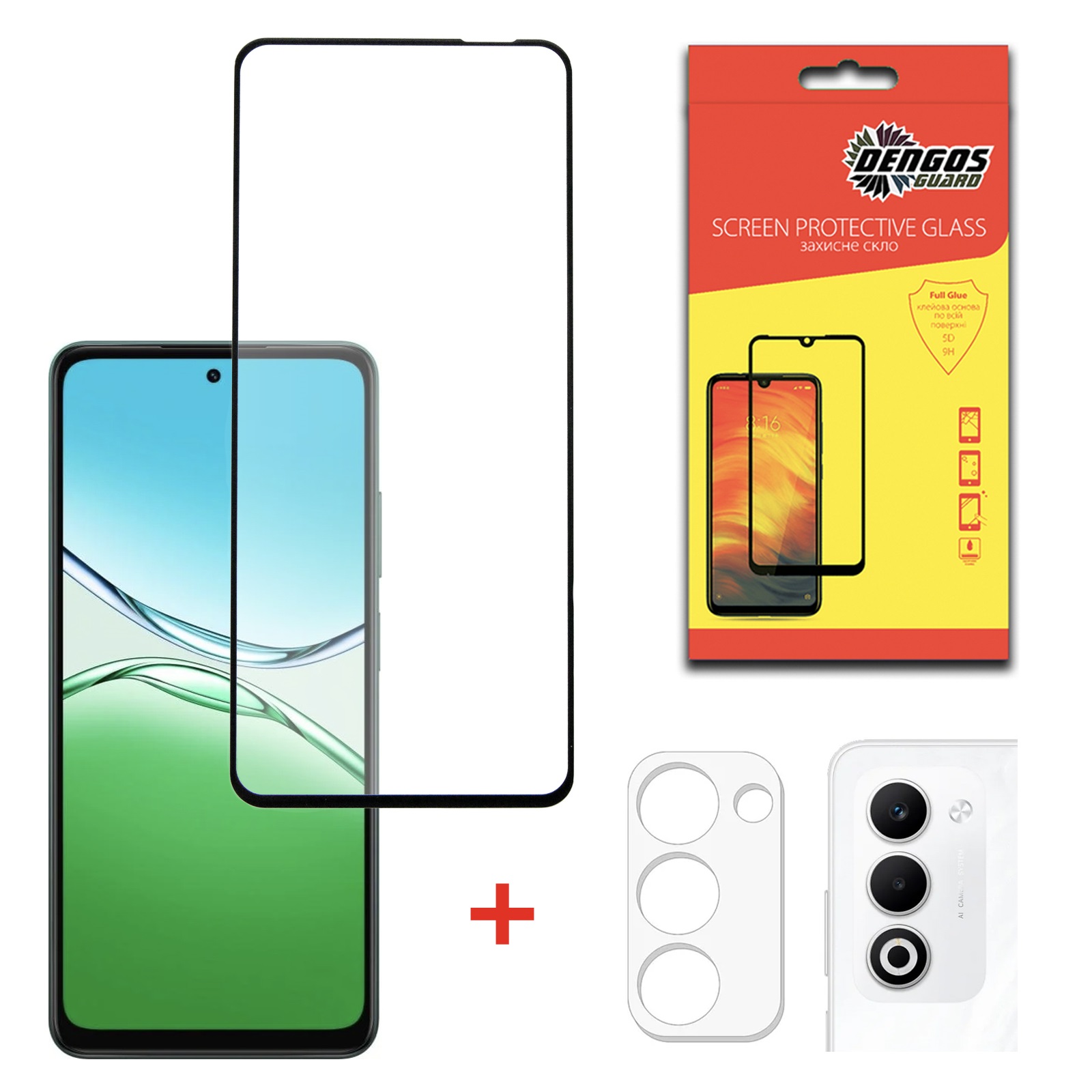 Комплект захисних стекол Dengos для Oppo A5 4G Black Full Glue (DG-TGSCP-10)
