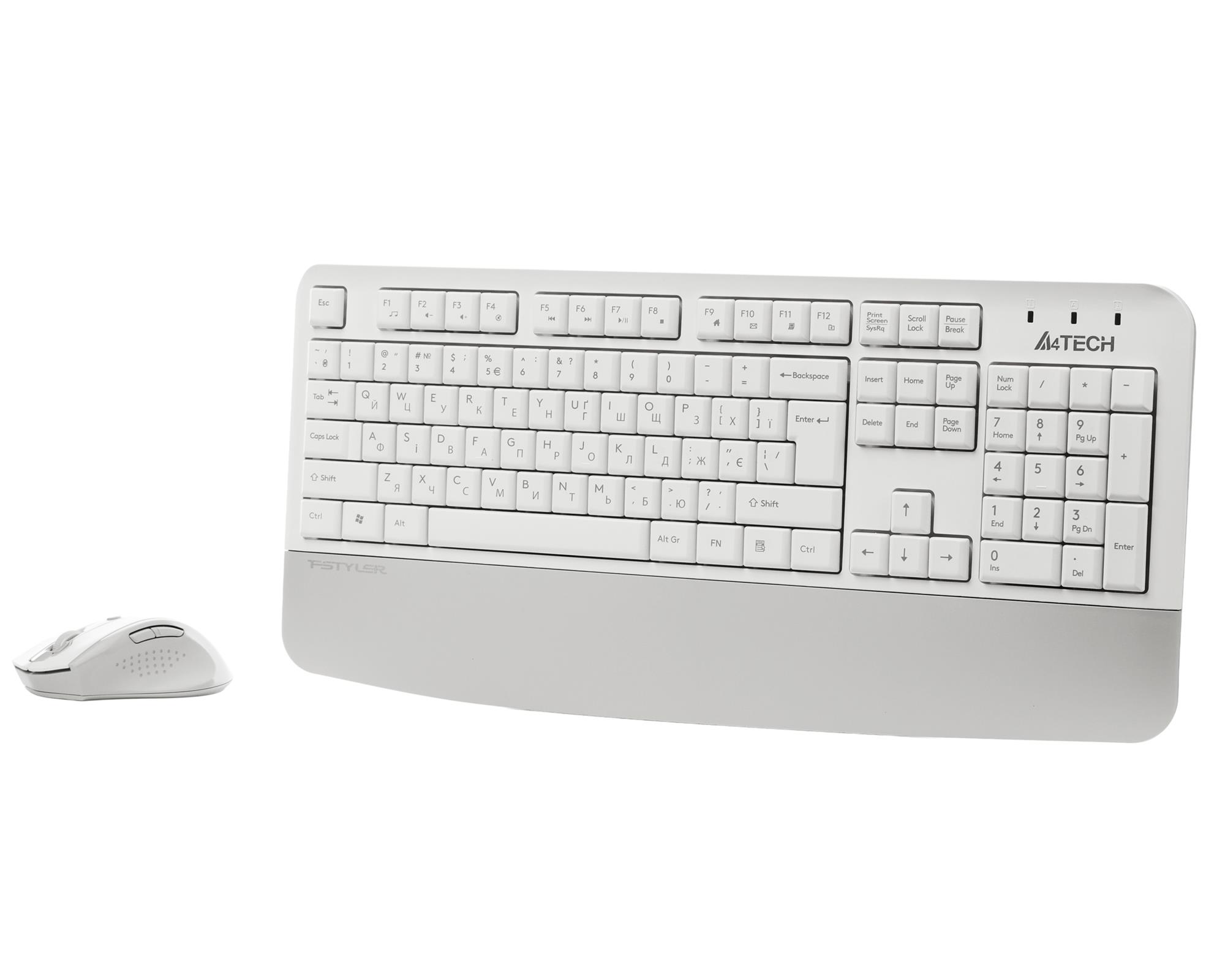 Комплект (клавіатура, миша) бездротовий A4Tech Fstyler FG2500S Plus White
