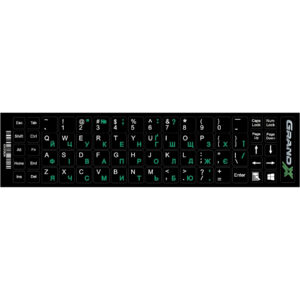 Наліпки на клавіатуру Grand-X 68 keys Green, Latin Ukr White (GXDGUA)