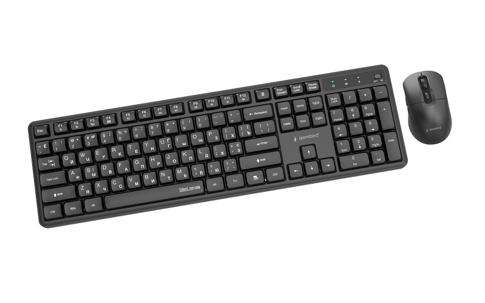 Комплект (клавіатура, миша) бездротовий Gembird KBS-WMS-01-CYRL Black