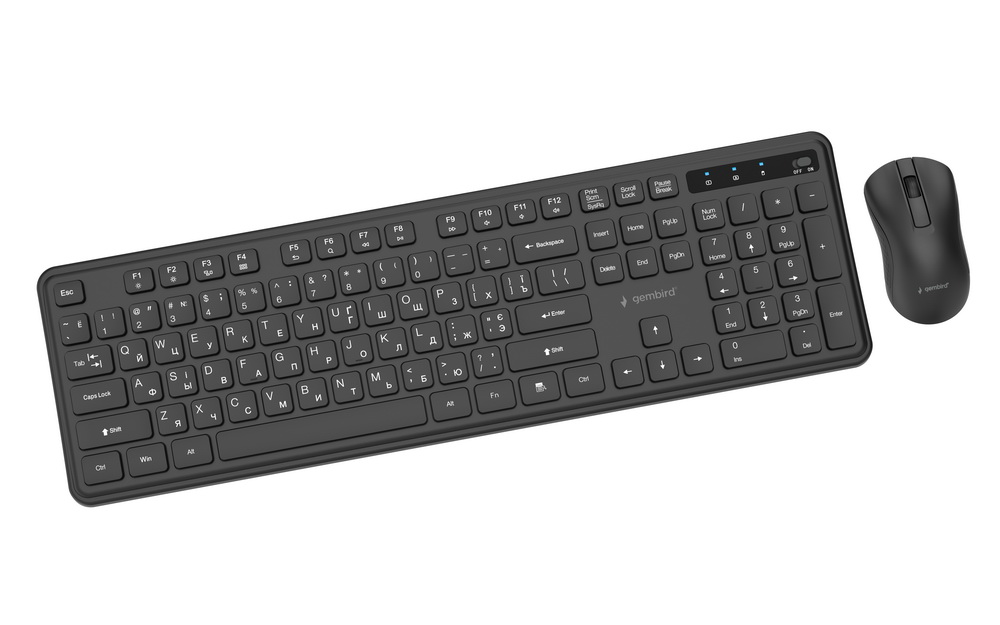 Комплект (клавіатура, миша) бездротовий Gembird KBS-WPS-01-CYRL Black