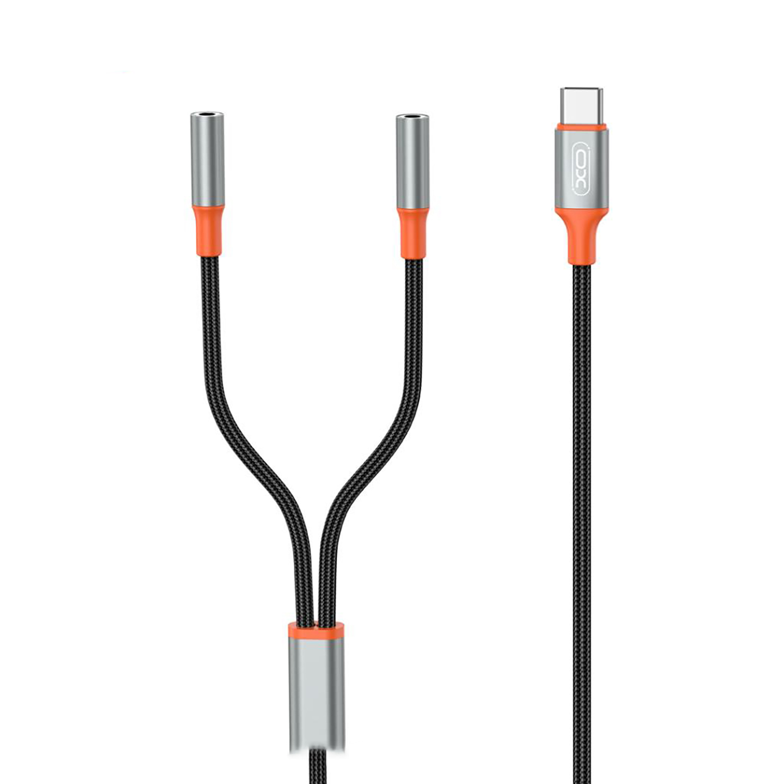 Кабель XO AUX 2х3.5 мм - USB Type-C (F/M), 1 м, Black (NB-R269B.black)