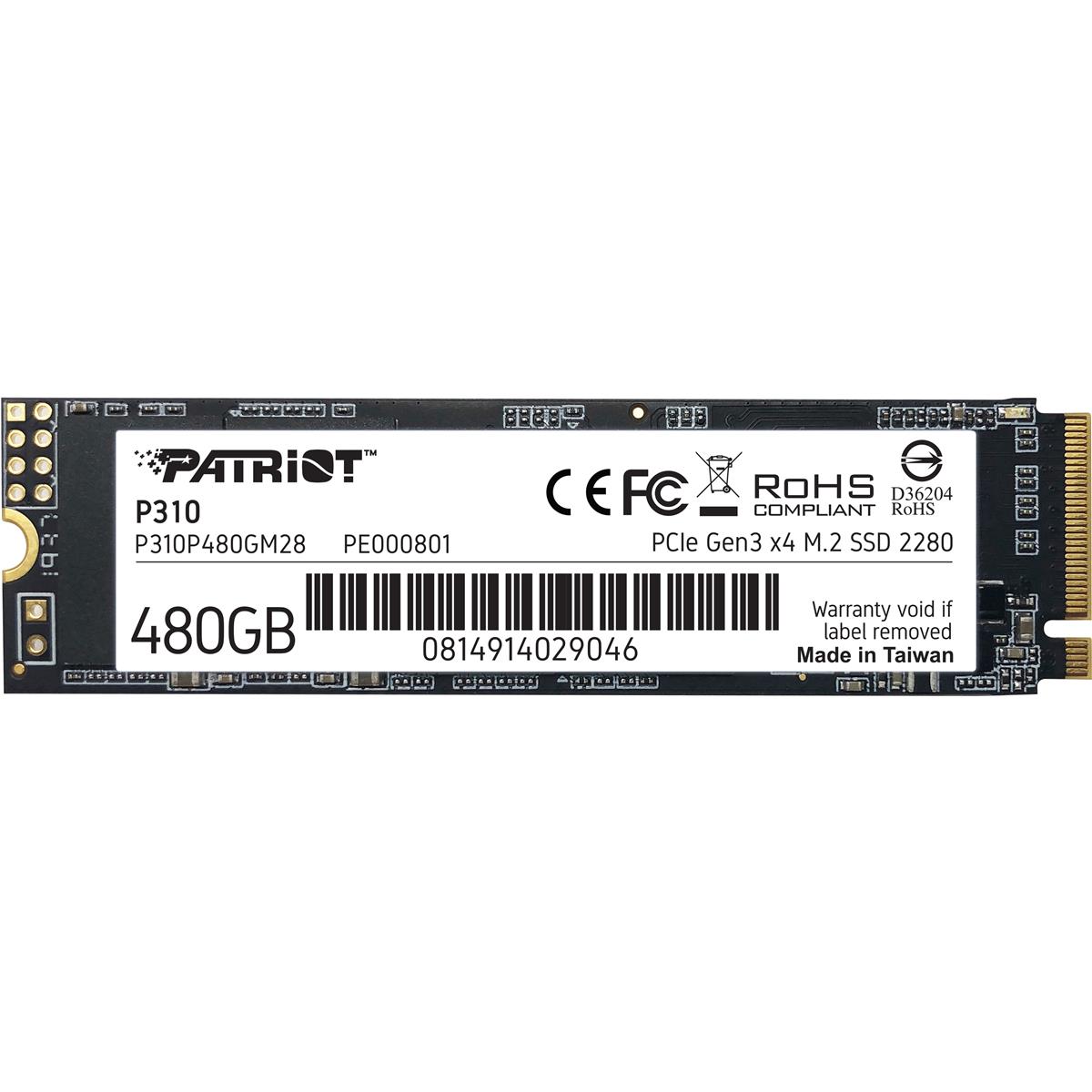 Накопичувач SSD 480GB Patriot P310 M.2 2280 PCIe NVMe 3.0 x4 TLC (P310P480GM28)