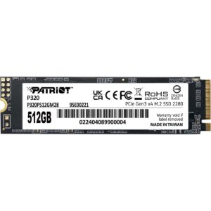 Накопичувач SSD  512GB Patriot P320 M.2 2280 PCIe 3.0 x4 NVMe 3D NAND (P320P512GM28)