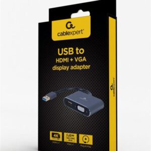 Адаптер Cablexpert HDMI+VGA - USB (F/M), 0.15 м, Black (A-USB3-HDMIVGA-01)