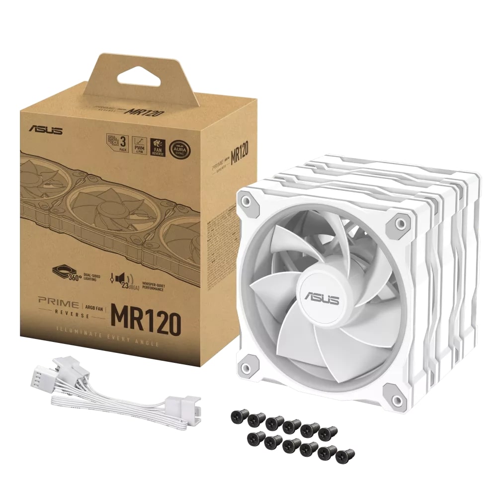 Вентилятор Asus Prime MR120 ARGB Reverse White 3in1 (90DA00L3-B09020)