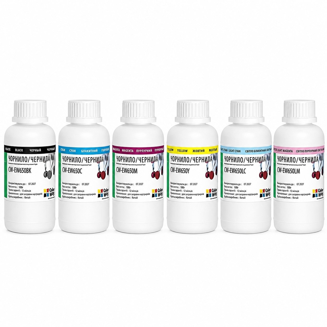 Комплект чорнил ColorWay Epson TX650 BK/С/LC/LM/M/Y (ColorWay-EW650SET02) 6*200г