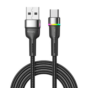 Кабель Essager Colorful LED USB - USB Type-C (M/M), 1 м Black (EXCT-XCD01)