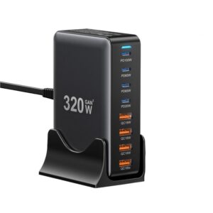 Мережевий зарядний пристрій Essager Engine 320W 4xUSB-C+4xUSB-A Black (EZC320W-QJB0G-Z)