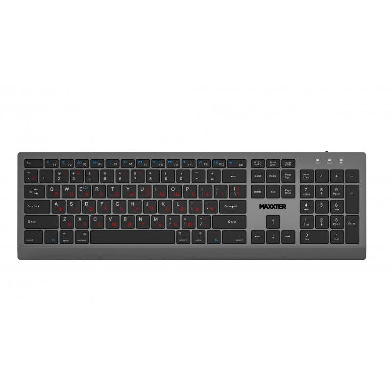 Клавiатура бездротова Maxxter KBW-01G-UA Gray-Black