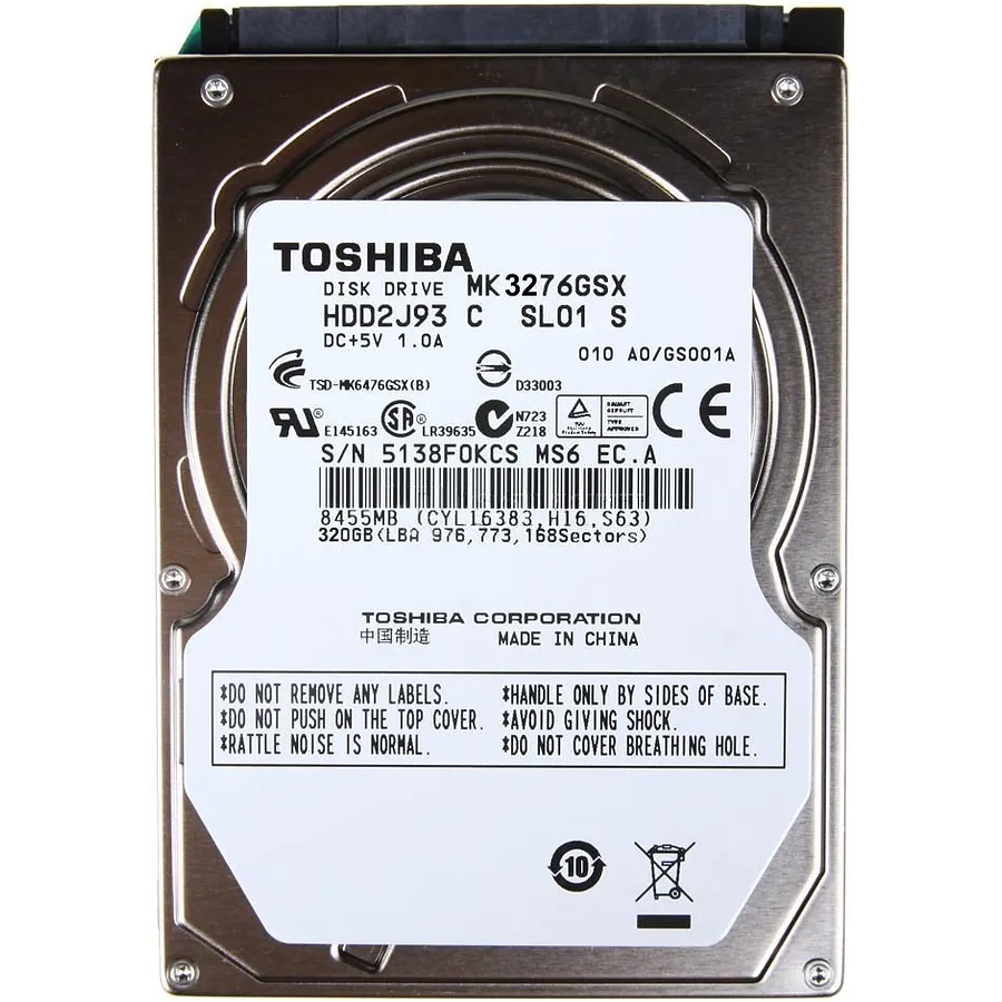 Накопичувач HDD 2.5" SATA 320GB Toshiba 5400rpm 8MB (MK3276GSX) гар. 12 мiс. Refurbished