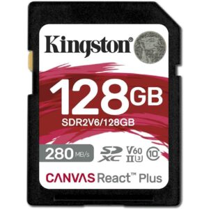Карта пам`яті SDXC 128GB UHS-II/U3 Class 10 Kingston Canvas React Plus V60 SD R280/W100MB/s (SDR2V6/128GB)