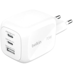 Мережевий зарядний пристрій Belkin BoostCharge Pro 3-Port GaN Wall Charger 70W White (WCH018HQWH)