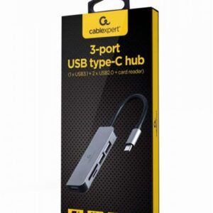 Концентратор USB Type-C Cablexpert 1xUSB3.1, 2xUSB2.0, кардрідер, метал, сірий (UHB-CM-CRU3P1U2P2-01)